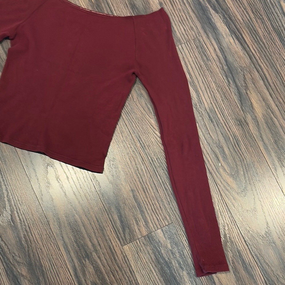 Off-Shoulder Burgundy Crop Top by Brandy Melville (OS) - Picture 3 of 8